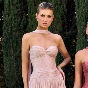 Cinderella Blush Pink Strapless Prom Dress